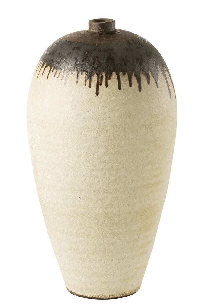 Vase Lombok Ceramic Beige/Brown Large - Majorr