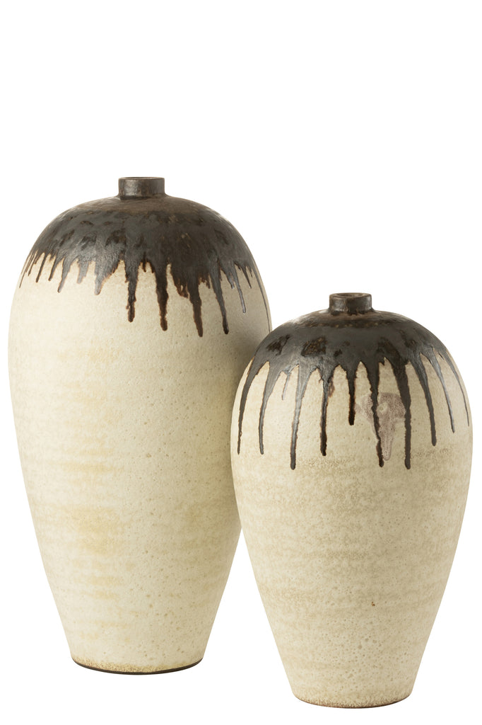 Vase Lombok Ceramic Beige/Brown Large - Majorr