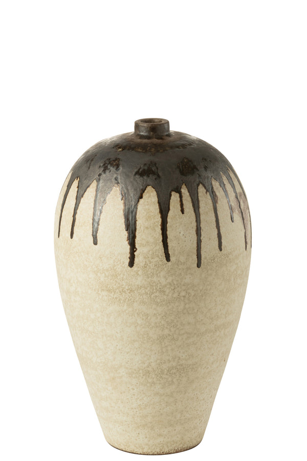 Vase Lombok Ceramic Beige/Brown Small - Majorr