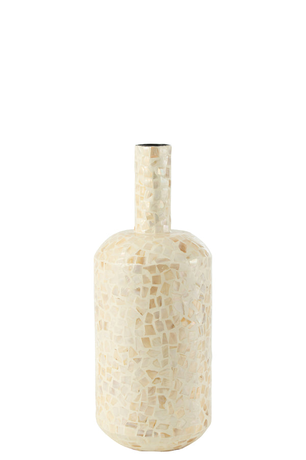 Vase Nuye Bottle Shells/Paper Ivory - Majorr