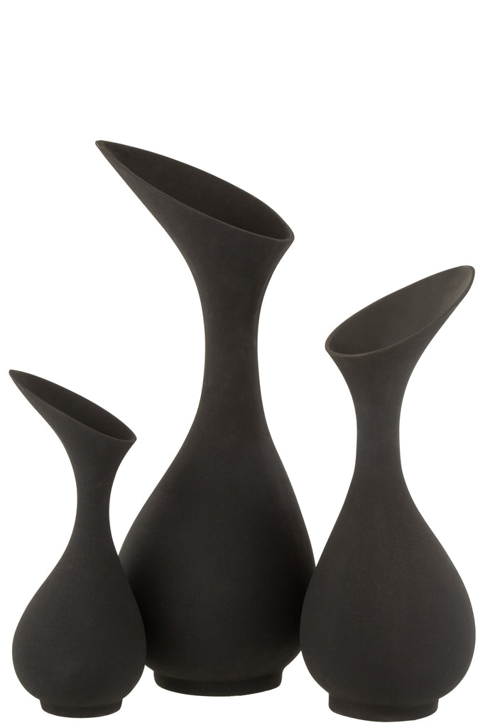 Vase Olivia Rough Aluminium Black Large - Majorr