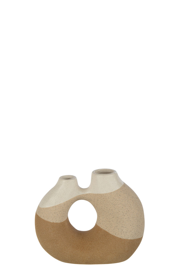 Vase Organic Ceramic Beige/Light Brown Small - Majorr