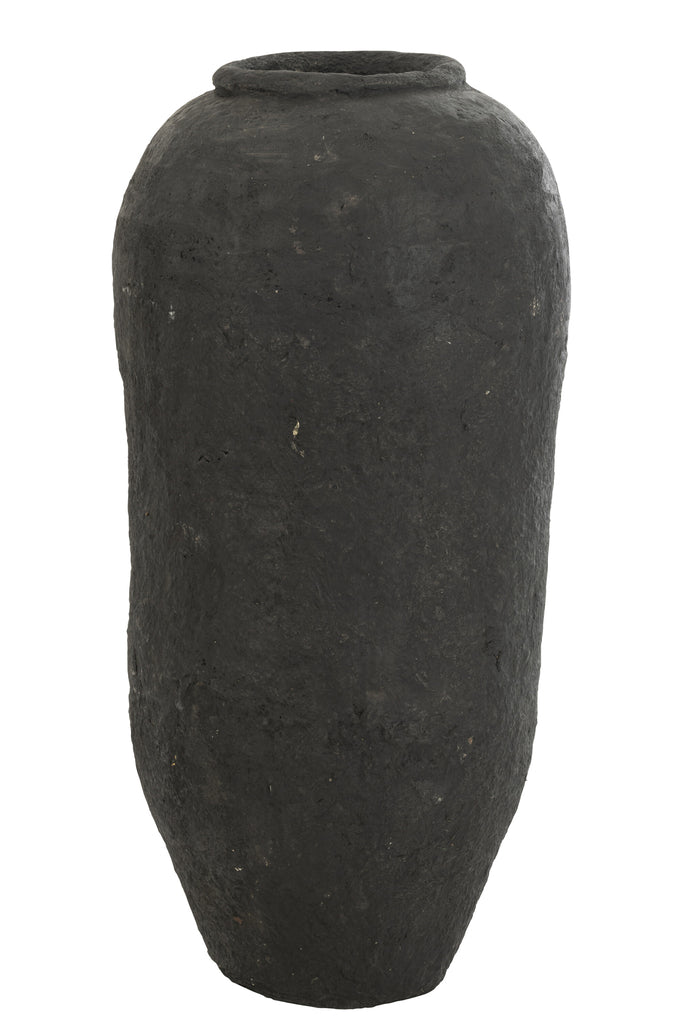 Vase Paper Mache Black Large - Majorr