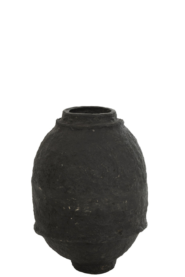 Vase Paper Mache Black Medium - Majorr