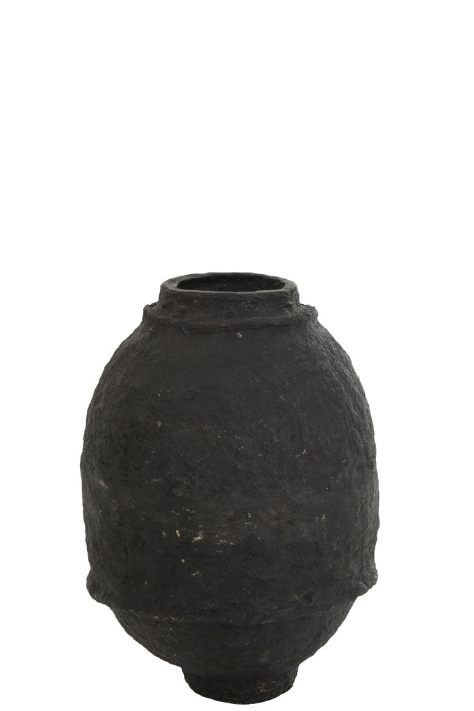 Vase Paper Mache Black Medium - Majorr