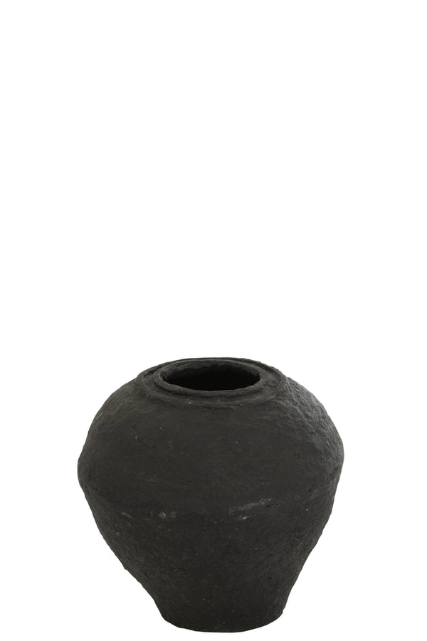 Vase Paper Mache Black Small - Majorr