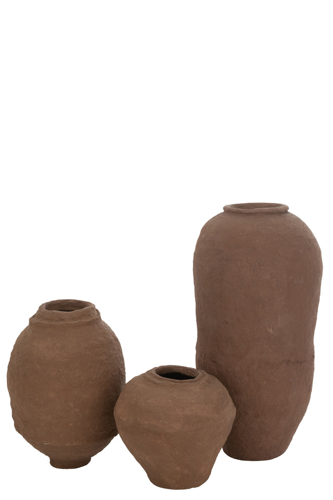 Vase Paper Mache Brown Large - Majorr