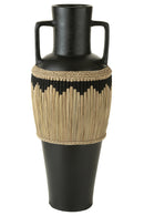 Vase Pattern+Handles Terracota/Seagrass Black/Natural - Majorr