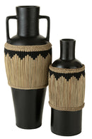 Vase Pattern+Handles Terracota/Seagrass Black/Natural - Majorr