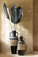 Vase Pattern+Handles Terracota/Seagrass Black/Natural - Majorr