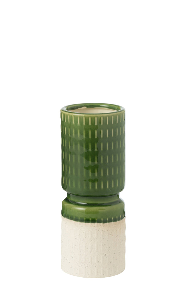 Vase Reya Round Porcelain White/Green S - Majorr
