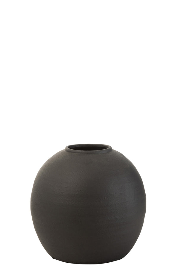 Vase Round Cement Black - Majorr