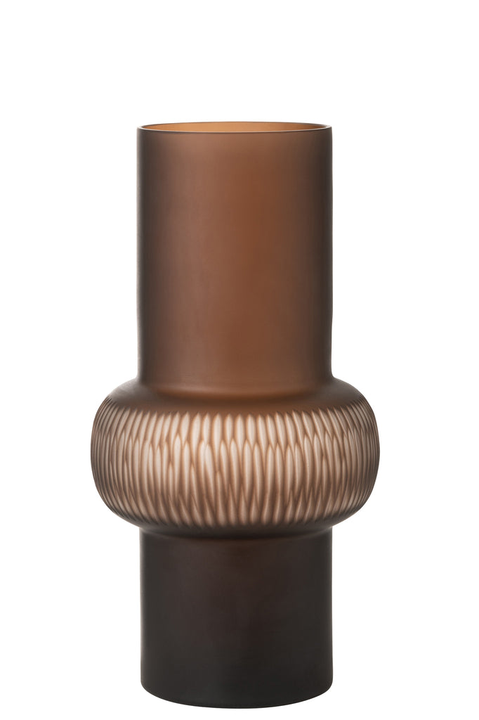 Vase Stripe Ball Glass Brown Large - Majorr