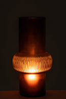 Vase Stripe Ball Glass Brown Large - Majorr