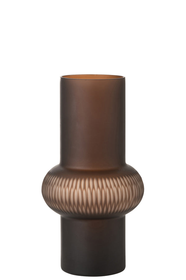 Vase Stripe Ball Glass Brown Small - Majorr