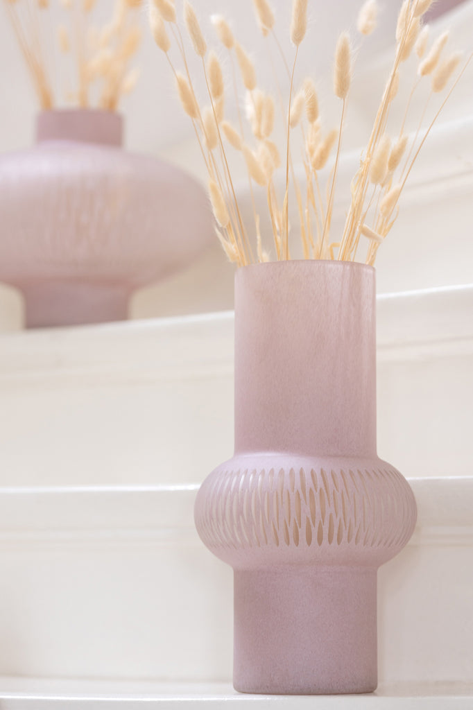 Vase Stripe Ball Glass Light Pink Small - Majorr