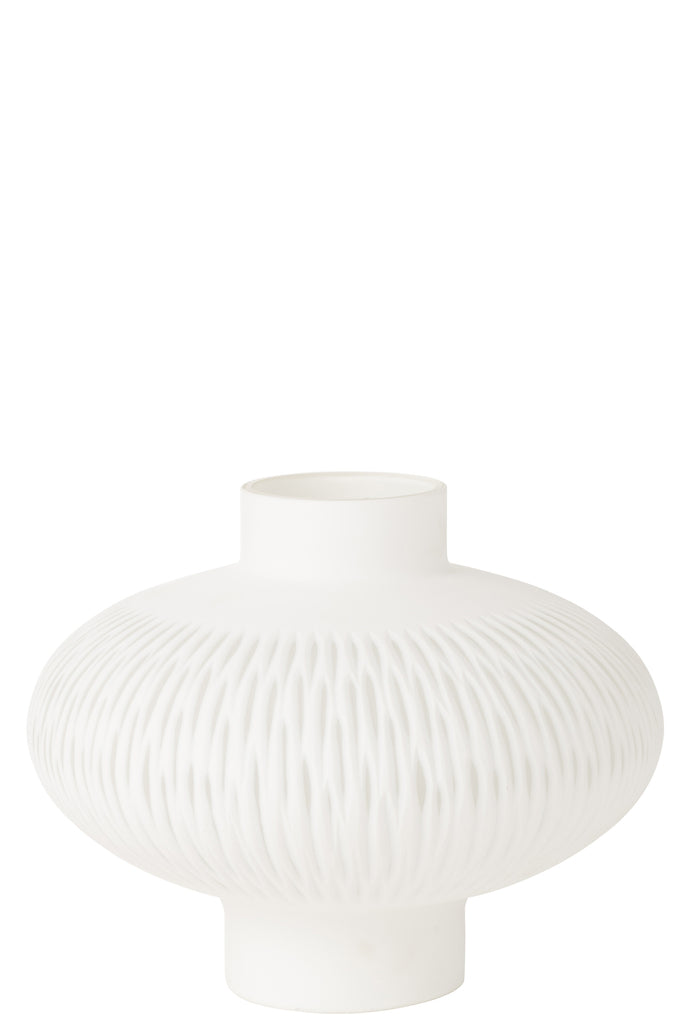 Vase Stripe Ball Low Glass White - Majorr