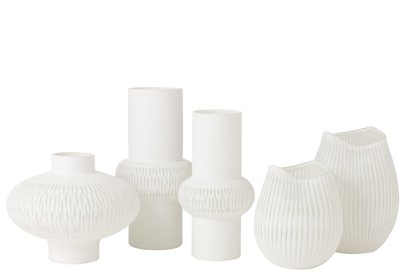 Vase Stripe Ball Low Glass White - Majorr