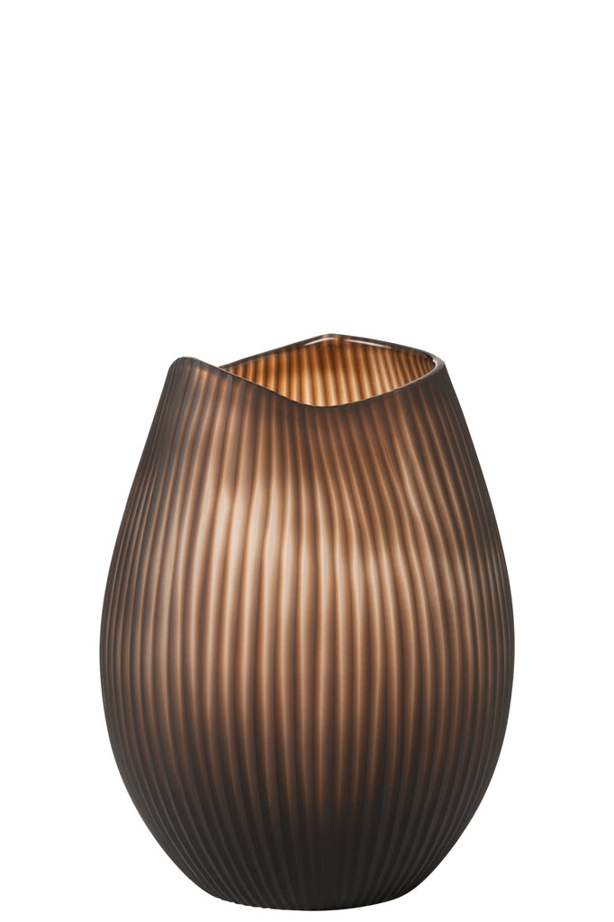 Vase Stripe Glass Brown Large - Majorr