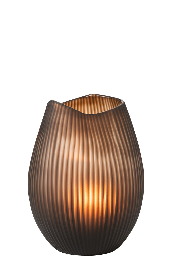 Vase Stripe Glass Brown Large - Majorr