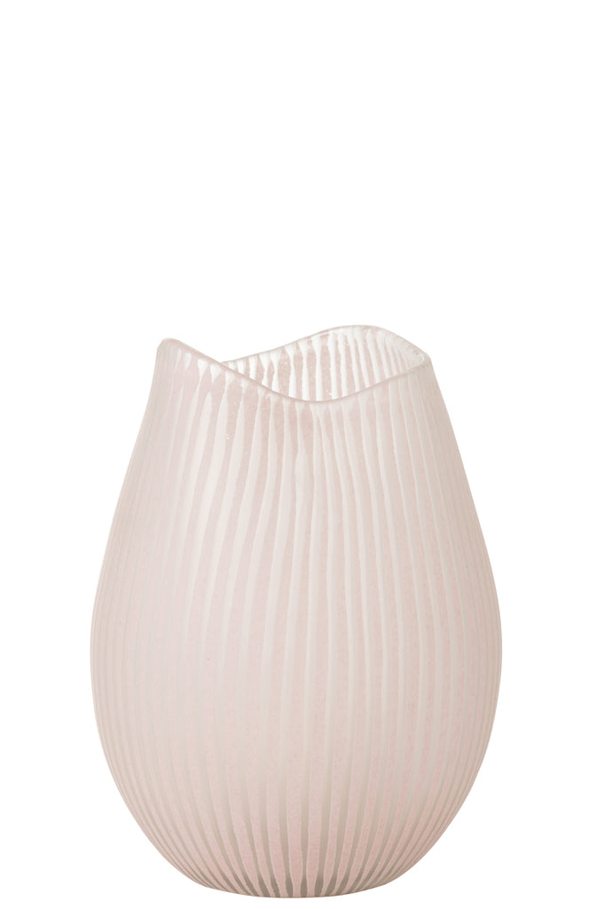 Vase Stripe Glass Light Pink Large - Majorr