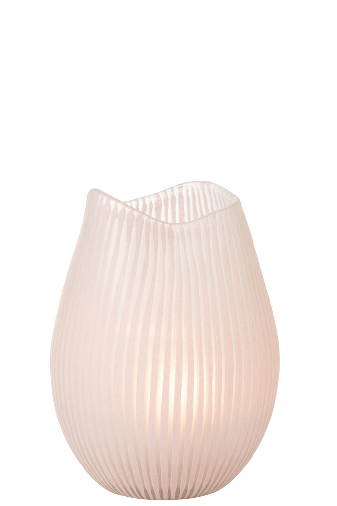 Vase Stripe Glass Light Pink Large - Majorr