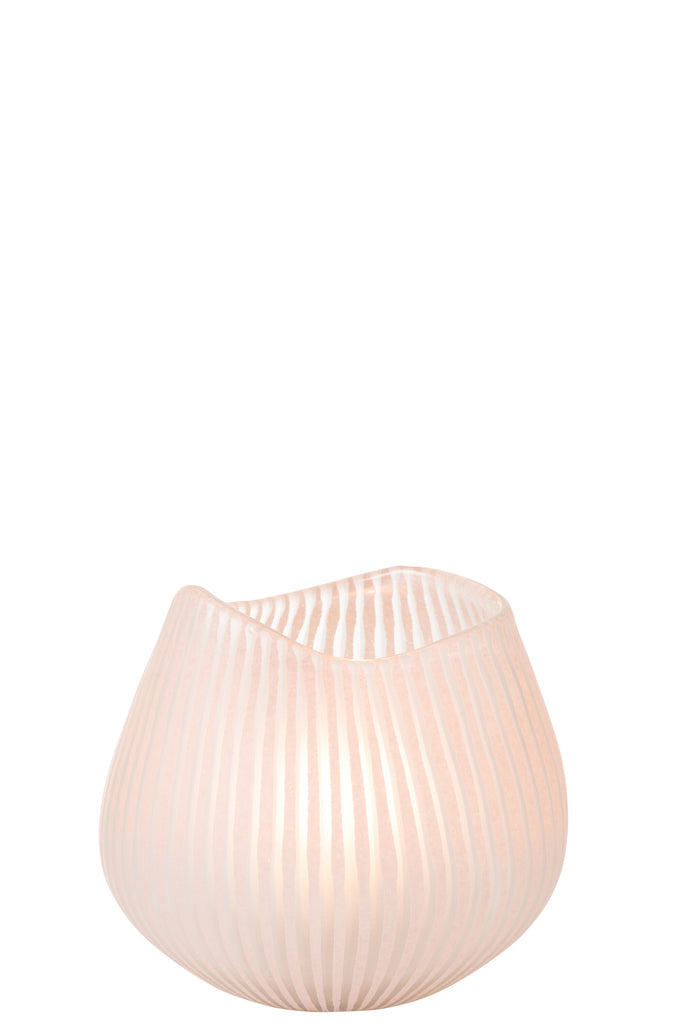 Vase Stripe Glass Light Pink Small - Majorr