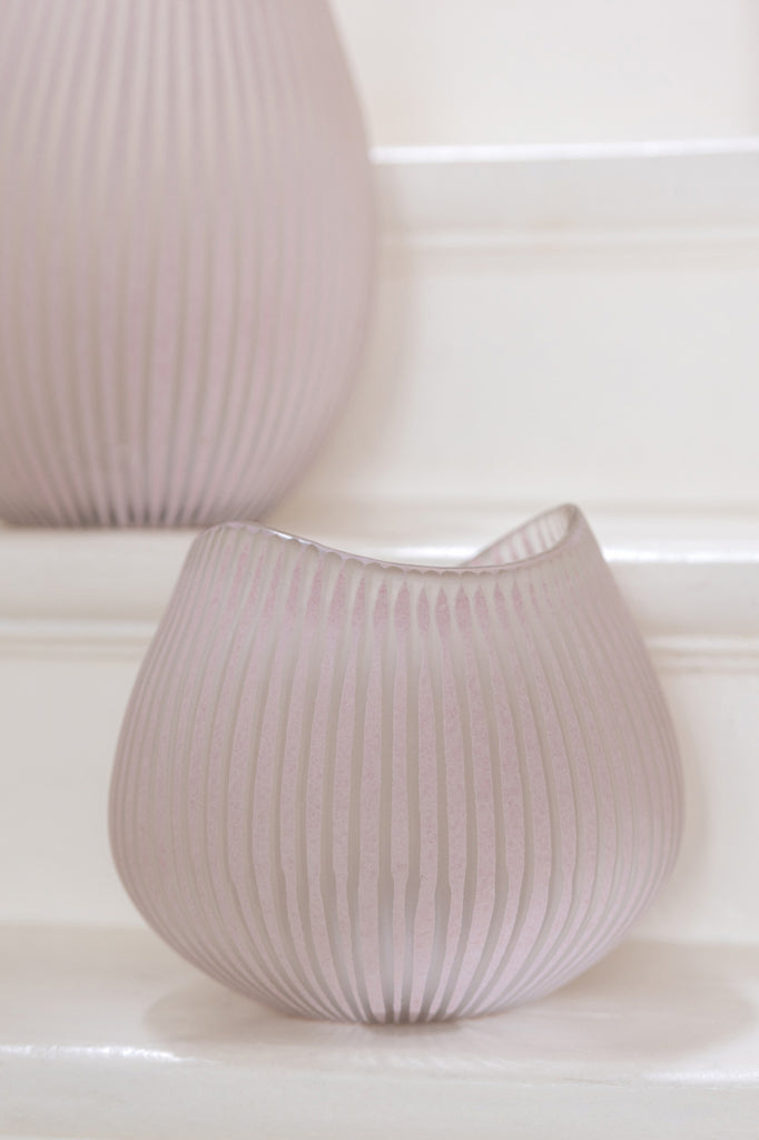 Vase Stripe Glass Light Pink Small - Majorr