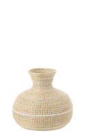 Vase Woven Seagrass+/Plastic Natural/White - Majorr