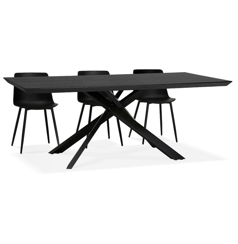 Design eettafel met x-vormige centrale voet 'WALABY' van zwarte hout - 200x100 cm - Majorr