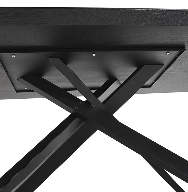 Design eettafel met x-vormige centrale voet 'WALABY' van zwarte hout - 200x100 cm - Majorr