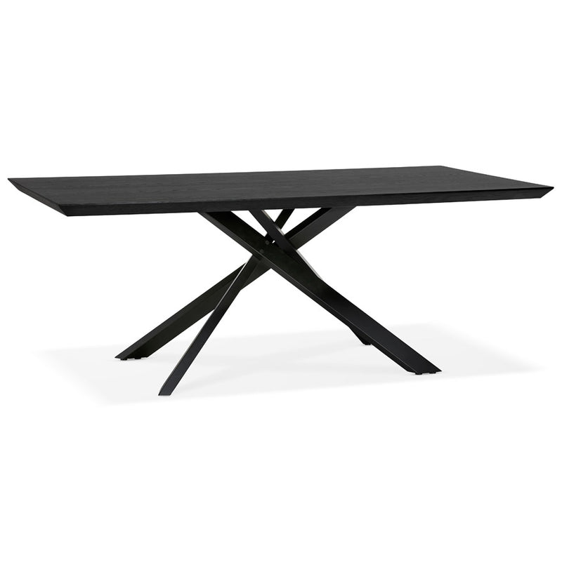 Design eettafel met x-vormige centrale voet 'WALABY' van zwarte hout - 200x100 cm - Majorr