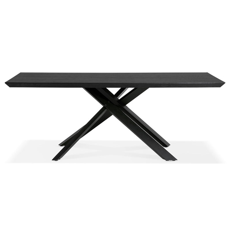 Design eettafel met x-vormige centrale voet 'WALABY' van zwarte hout - 200x100 cm - Majorr