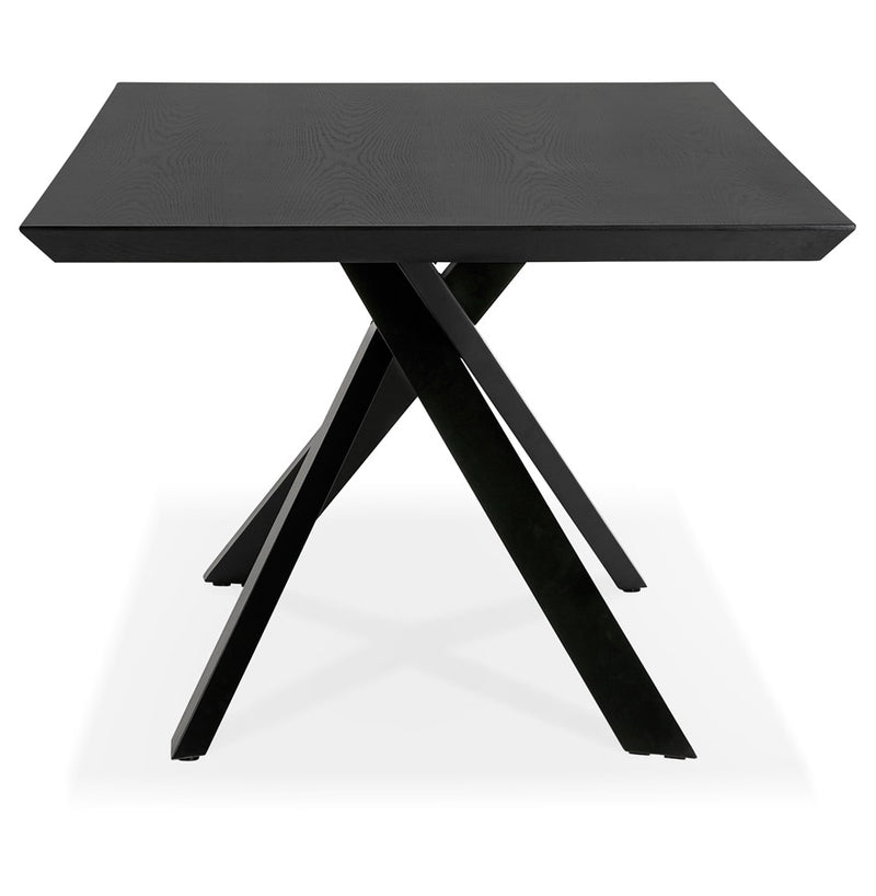 Design eettafel met x-vormige centrale voet 'WALABY' van zwarte hout - 200x100 cm - Majorr