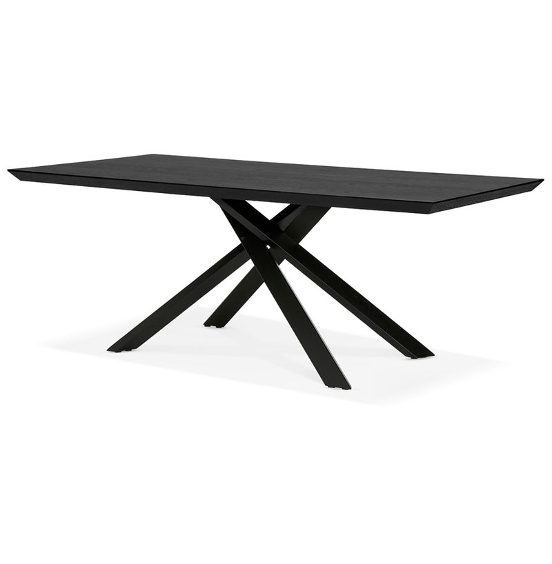 Design eettafel met x-vormige centrale voet 'WALABY' van zwarte hout - 200x100 cm - Majorr