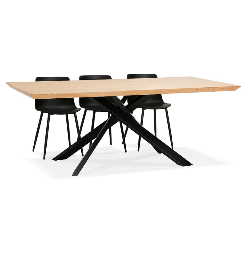 Design eettafel met x-vormige centrale voet 'WALABY' van hout met natuurlijke afwerking - 200x100 cm - Majorr