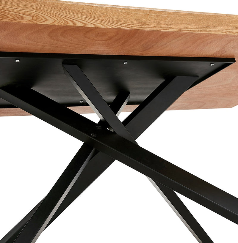 Design eettafel met x-vormige centrale voet 'WALABY' van hout met natuurlijke afwerking - 200x100 cm - Majorr