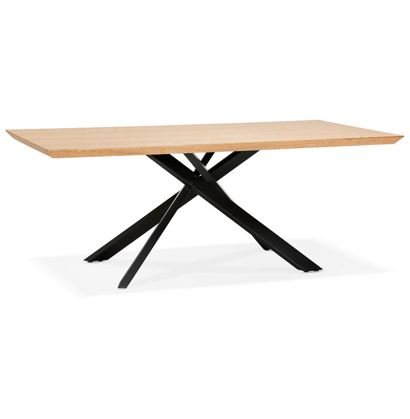 Design eettafel met x-vormige centrale voet 'WALABY' van hout met natuurlijke afwerking - 200x100 cm - Majorr