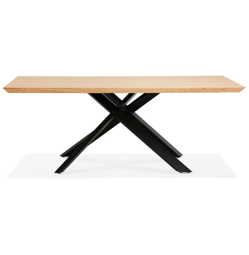 Design eettafel met x-vormige centrale voet 'WALABY' van hout met natuurlijke afwerking - 200x100 cm - Majorr