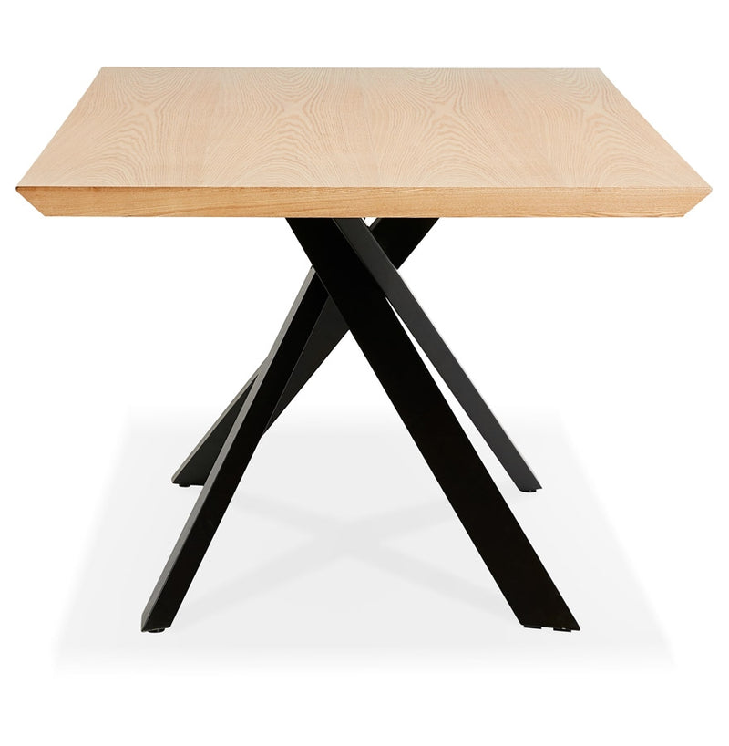 Design eettafel met x-vormige centrale voet 'WALABY' van hout met natuurlijke afwerking - 200x100 cm - Majorr