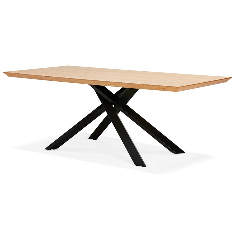Design eettafel met x-vormige centrale voet 'WALABY' van hout met natuurlijke afwerking - 200x100 cm - Majorr