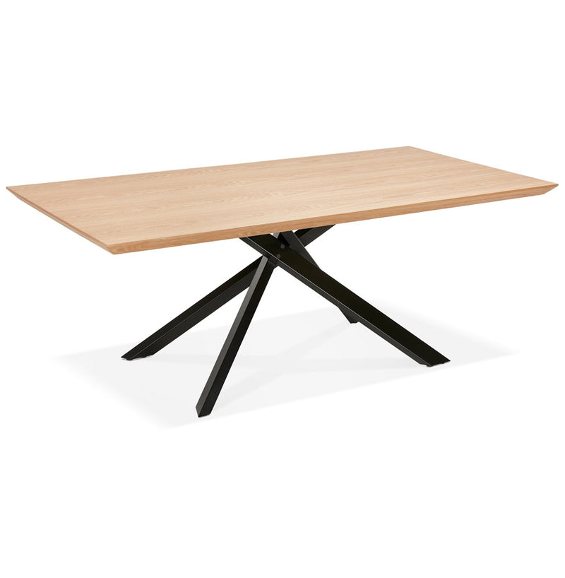 Design eettafel met x-vormige centrale voet 'WALABY' van hout met natuurlijke afwerking - 200x100 cm - Majorr
