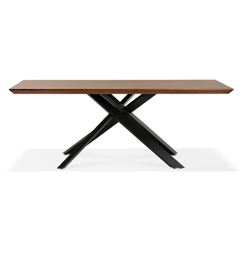 Design eettafel met x-vormige centrale voet 'WALABY' van hout met noten afwerking - 200x100 cm - Majorr