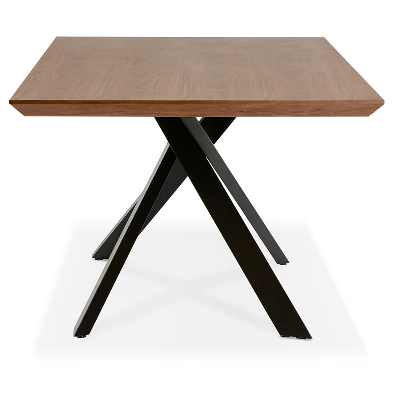 Design eettafel met x-vormige centrale voet 'WALABY' van hout met noten afwerking - 200x100 cm - Majorr