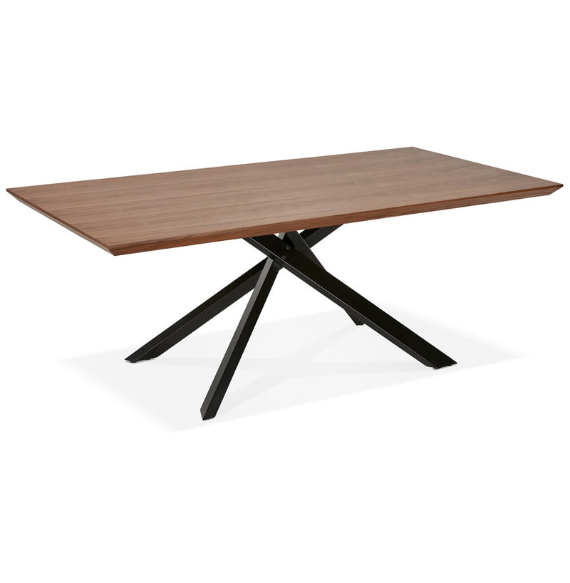 Design eettafel met x-vormige centrale voet 'WALABY' van hout met noten afwerking - 200x100 cm - Majorr