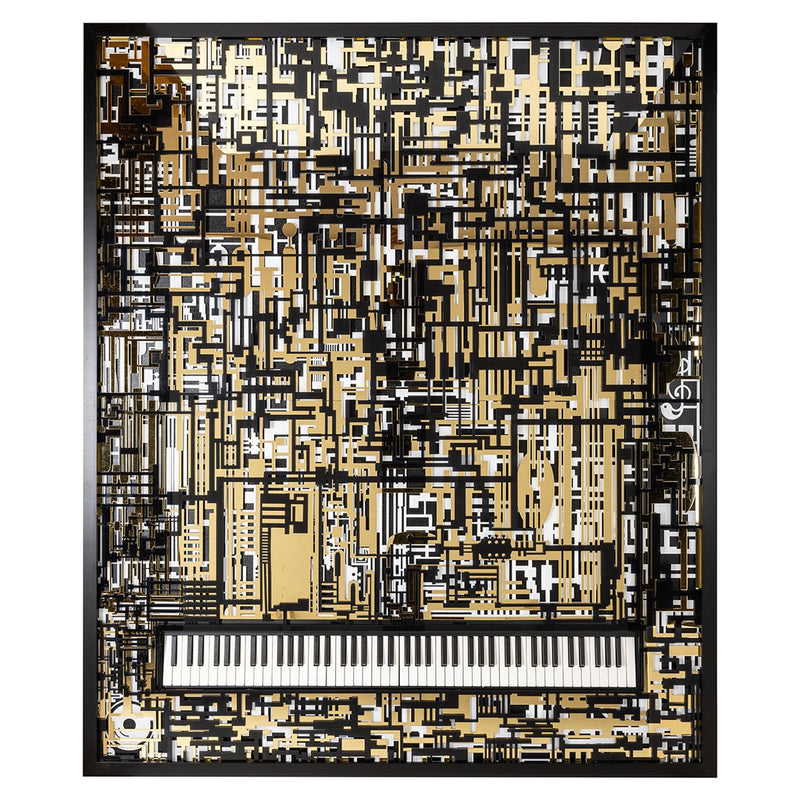 Wall art Piano Wibi (Black/gold) - Majorr