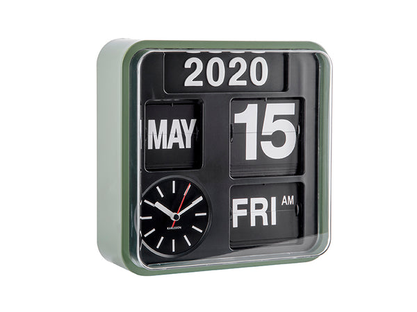 Wall clock Mini Flip green casing, black dial