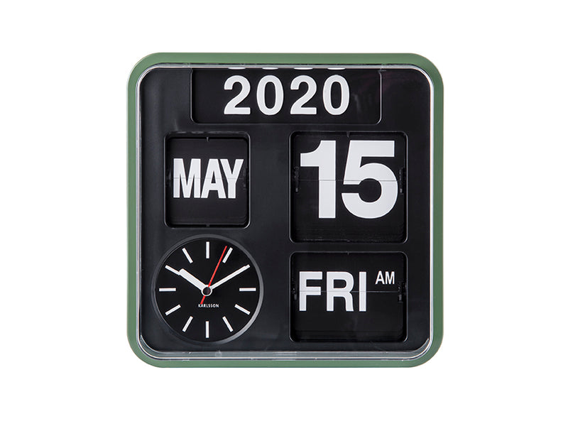 Wall clock Mini Flip green casing, black dial