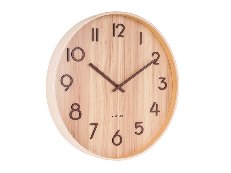 Wandklok Pure - Licht lindehout - Large - Ø60cm - Majorr