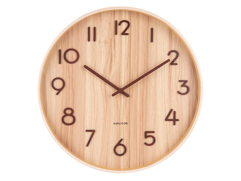 Wandklok Pure - Licht lindehout - Large - Ø60cm - Majorr